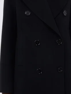 Long wool coat with half-belt detail - BLACK