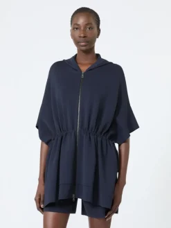 Loose, viscose crêpe cardigan - ULTRAMARINE