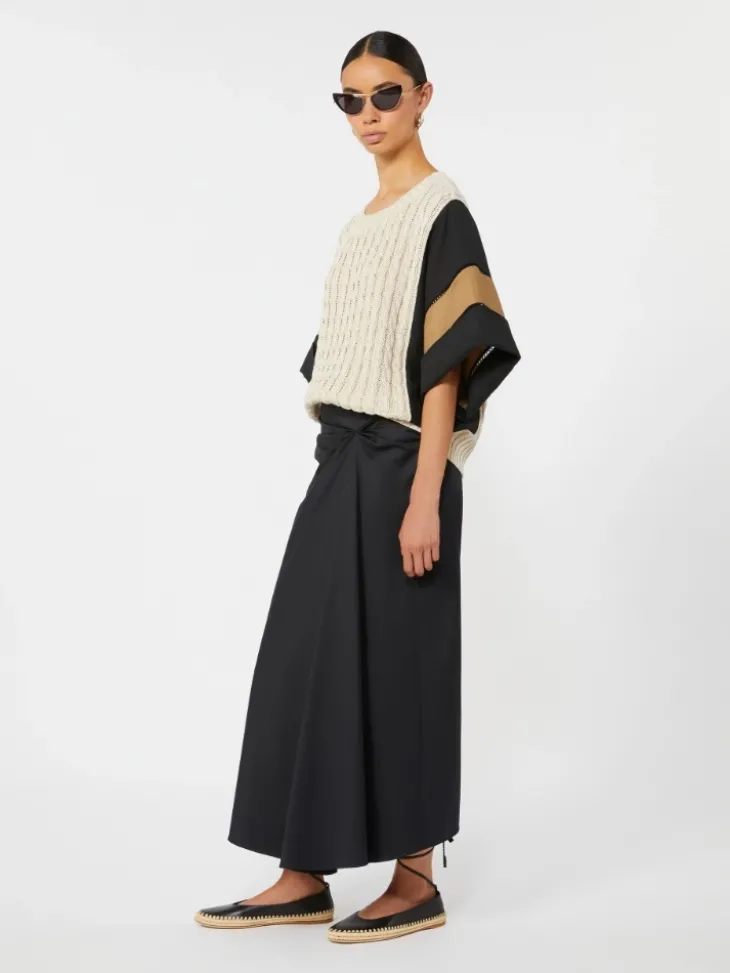 Loose-fit linen yarn sweater - BEIGE