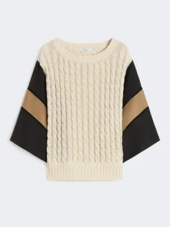 Loose-fit linen yarn sweater - BEIGE