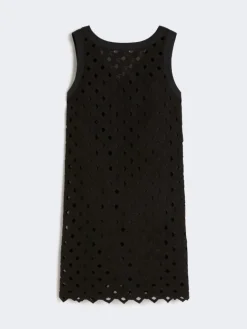 Macramé jersey A-line dress - BLACK