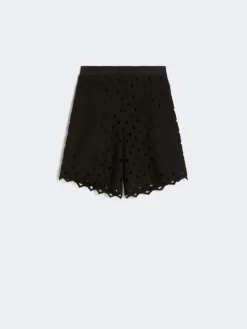 Macramé jersey Bermuda shorts - BLACK