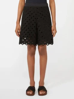 Macramé jersey Bermuda shorts - BLACK