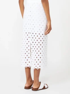 Macramé jersey pencil skirt - OPTICAL WHITE