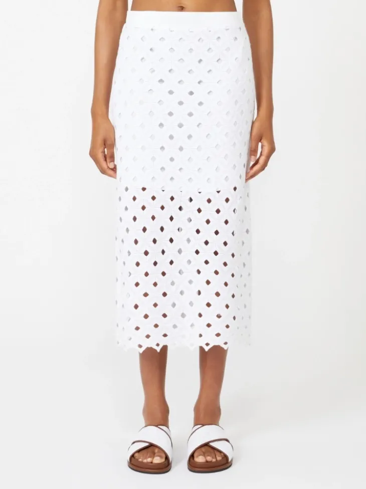 Macramé jersey pencil skirt - OPTICAL WHITE