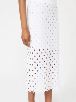 Macramé jersey pencil skirt - OPTICAL WHITE