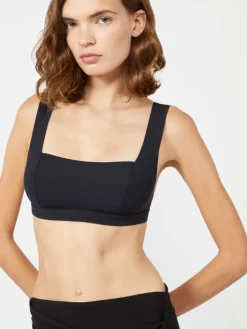Matte technical fabric bikini top - BLACK