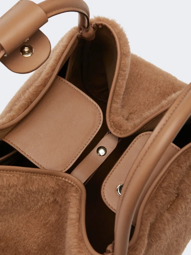 Medium Teddy fabric Marine bag - CAMEL