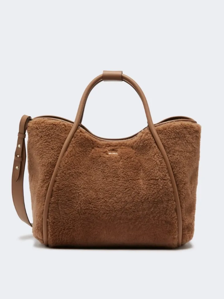 Medium Teddy fabric Marine bag - CAMEL