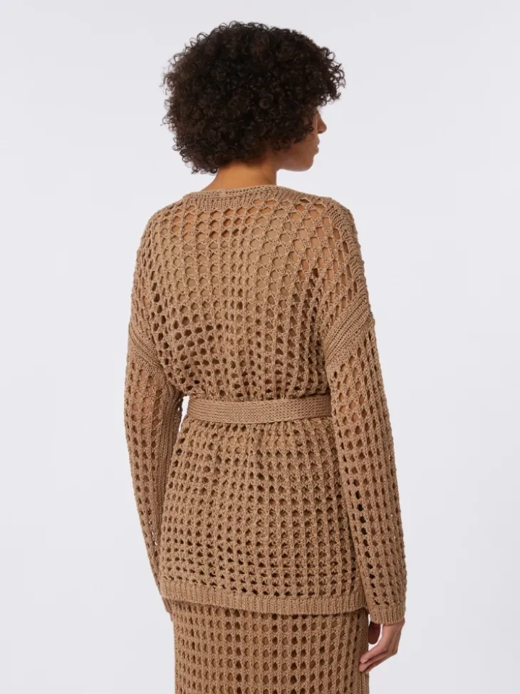 Mesh cotton cardigan - DESERT