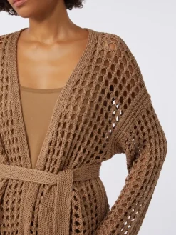 Mesh cotton cardigan - DESERT
