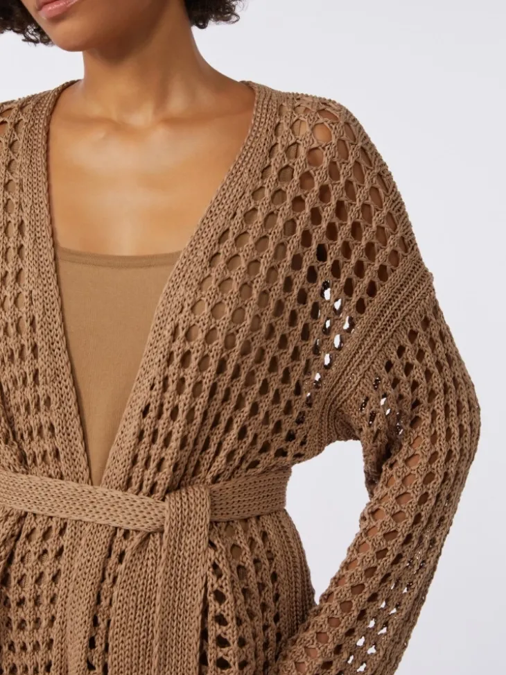 Mesh cotton cardigan - DESERT