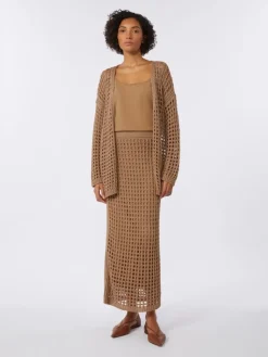 Mesh cotton cardigan - DESERT