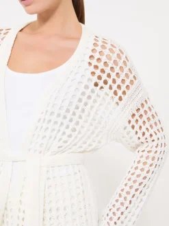Mesh cotton cardigan - OPTICAL WHITE