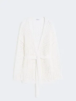 Mesh cotton cardigan - OPTICAL WHITE