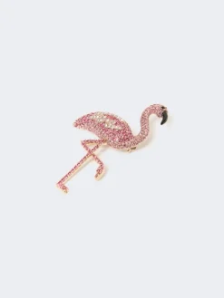 Metal brooch with rhinestones - ANTIQUE ROSE