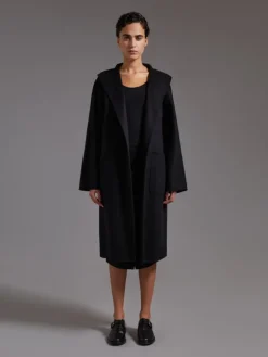 Midi cashmere cardigan coat - BLACK