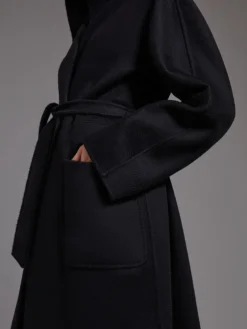 Midi cashmere cardigan coat - BLACK