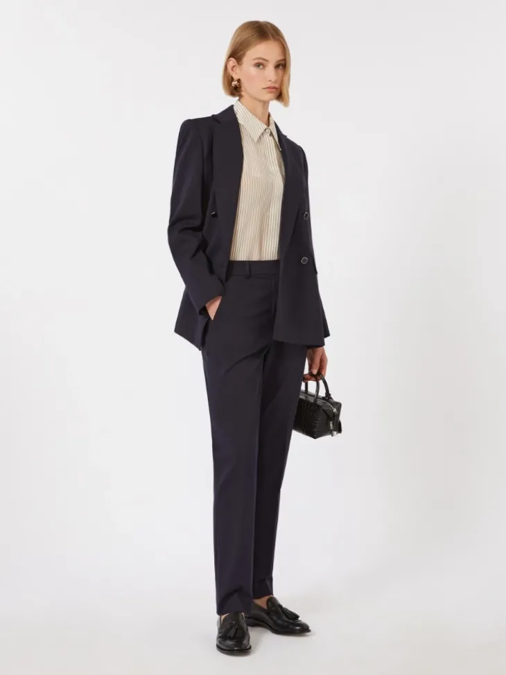 Milano-knit double-breasted jersey blazer - NAVY