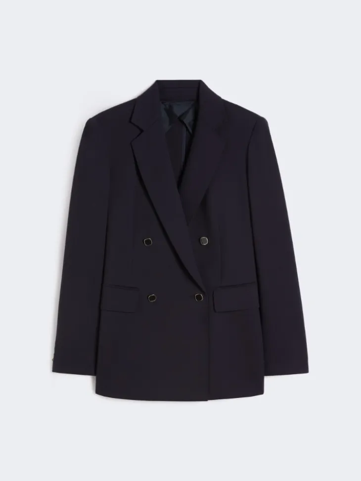 Milano-knit double-breasted jersey blazer - NAVY