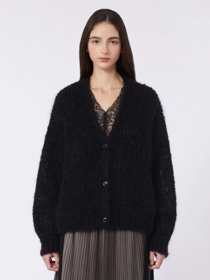 Mohair cardigan - BLACK