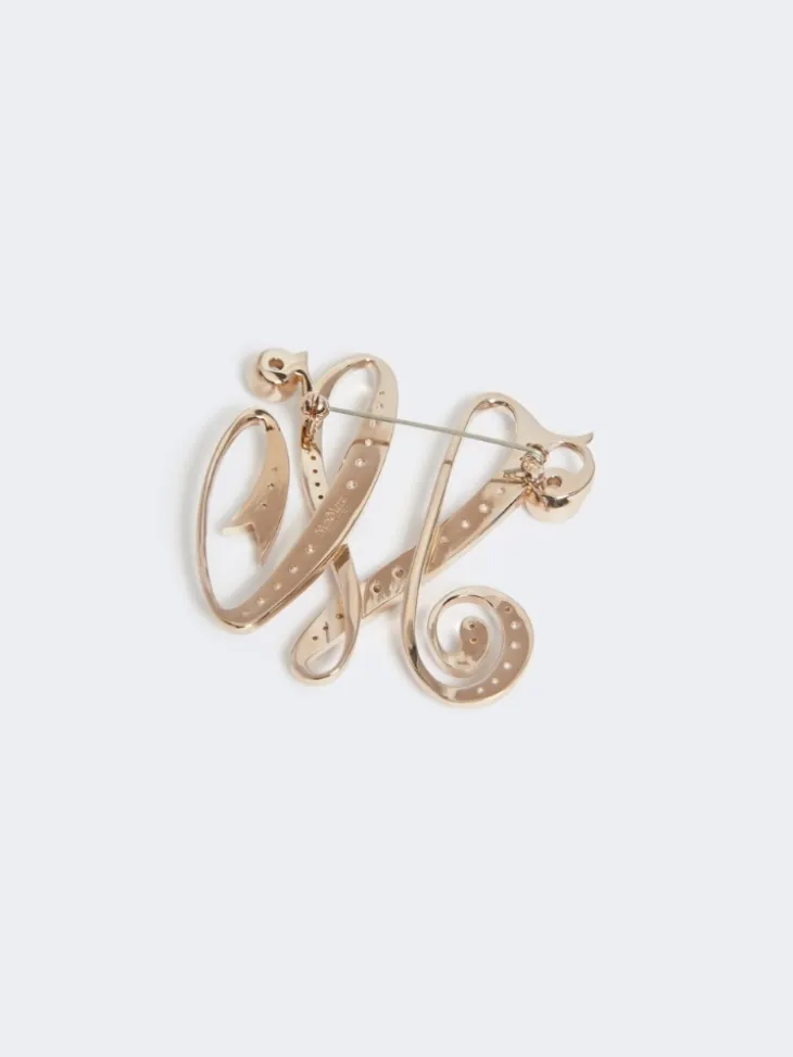 Monogram brooch with rhinestones - IVORY
