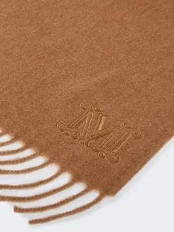 Monogram-embroidered camel stole - CAMEL