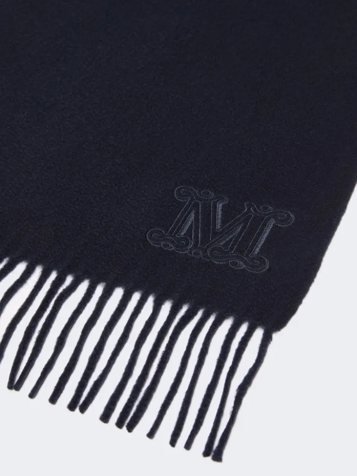 Monogram-embroidered cashmere stole - ULTRAMARINE