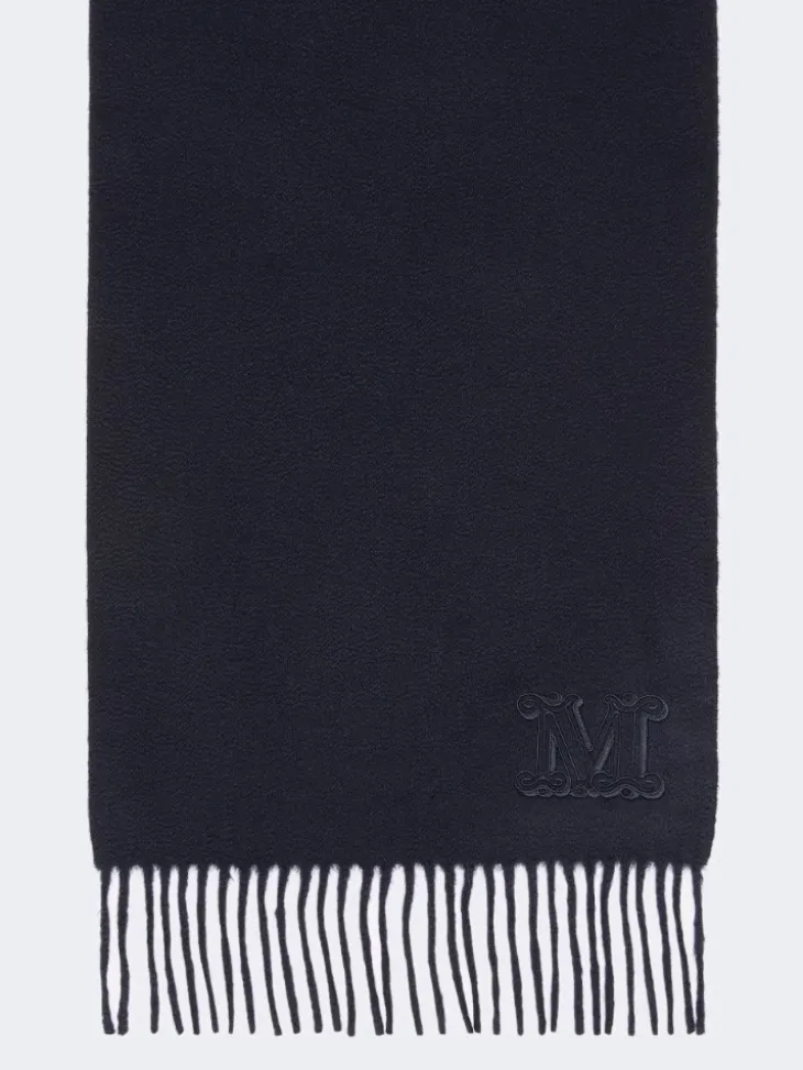 Monogram-embroidered cashmere stole - ULTRAMARINE