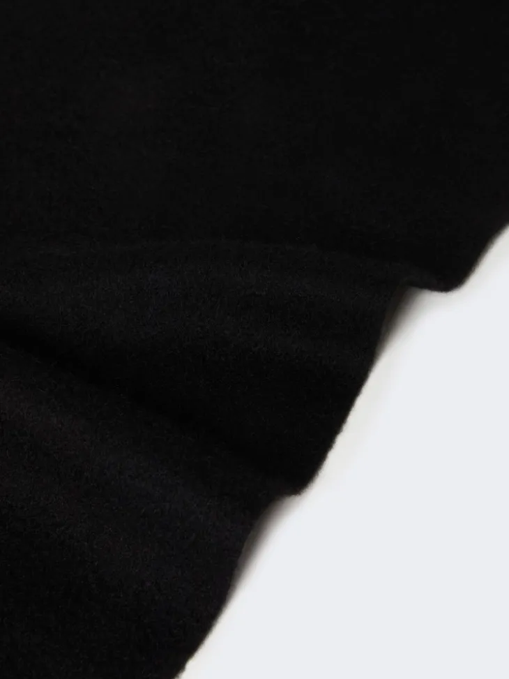 Monogram-embroidered cashmere stole - BLACK