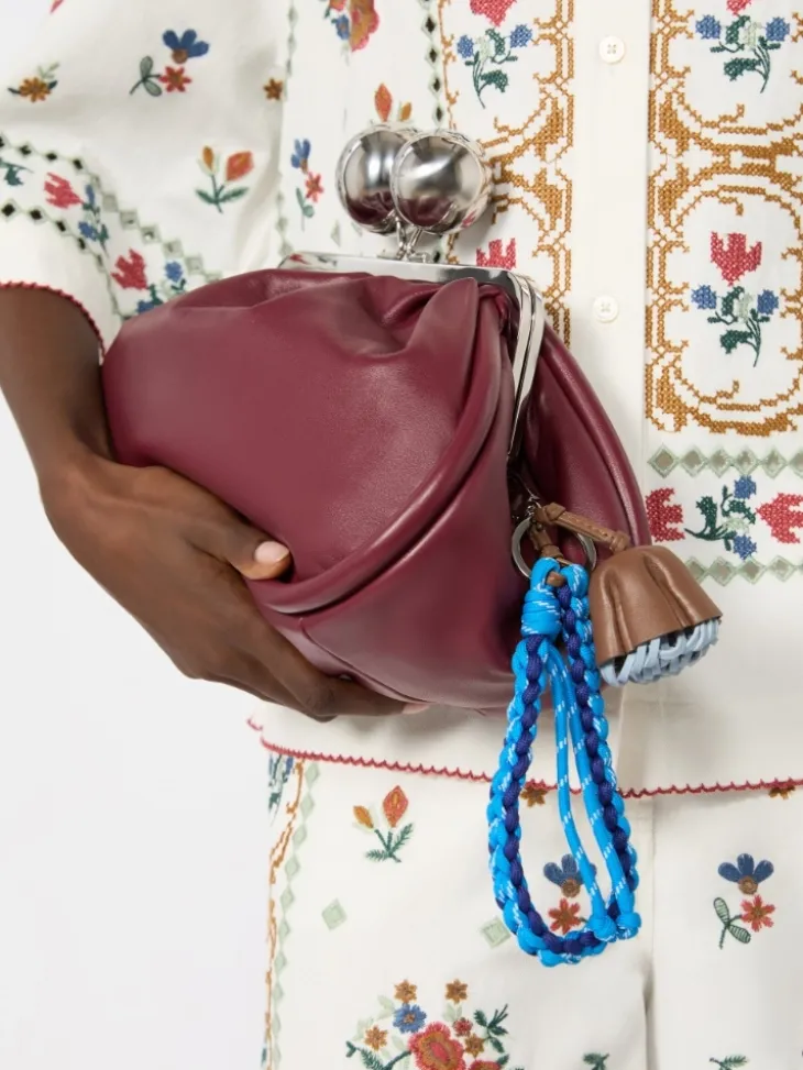 Nappa leather and rope keyring - CORNFLOWER BLUE