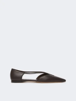 Nappa leather ballet flats - DARK BROWN