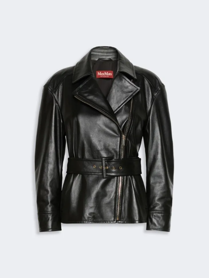 Nappa leather biker jacket - BLACK