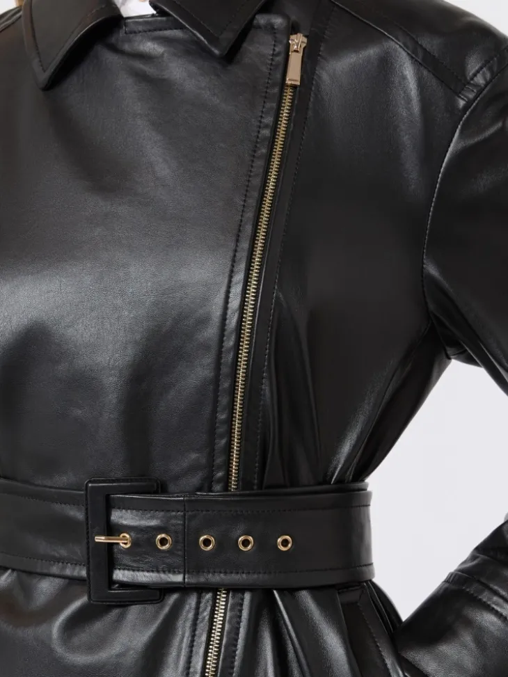 Nappa leather biker jacket - BLACK