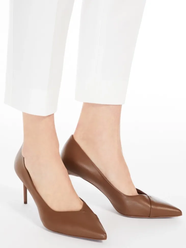 Nappa leather court shoes - TOBACCO