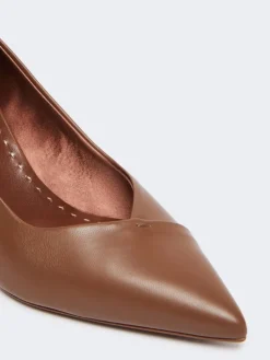 Nappa leather court shoes - TOBACCO
