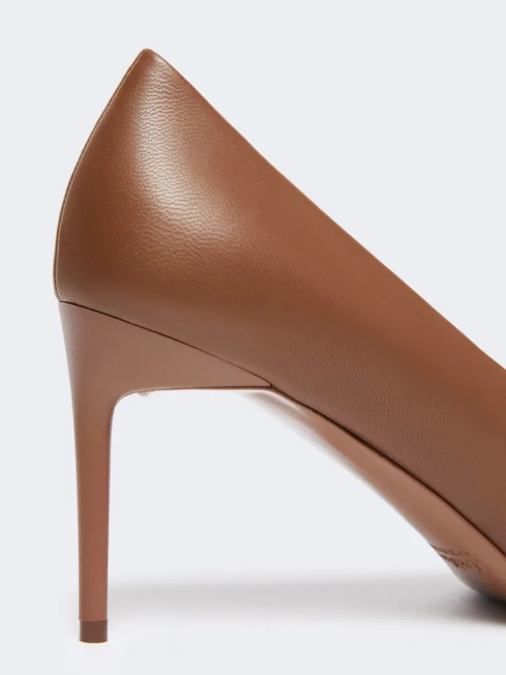 Nappa leather court shoes - TOBACCO