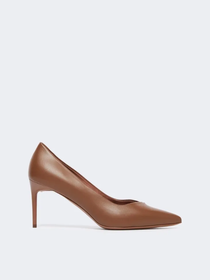 Nappa leather court shoes - TOBACCO