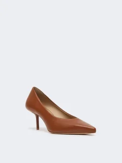 Nappa leather court shoes - TOBACCO