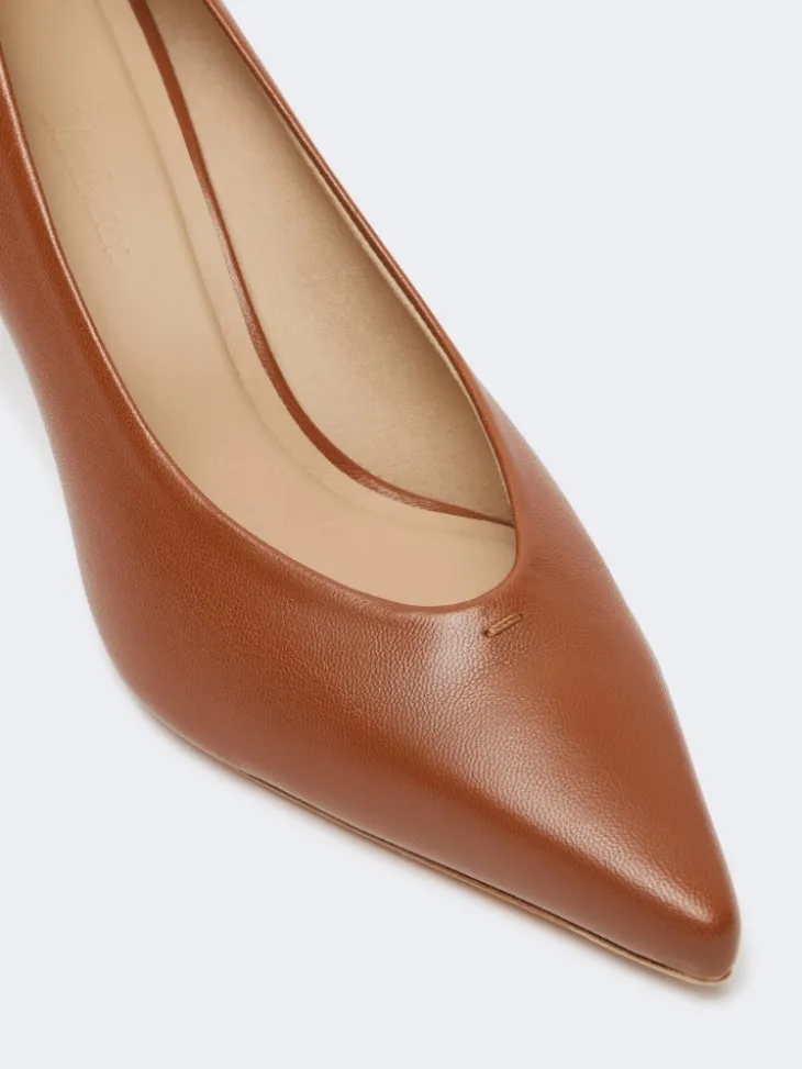 Nappa leather court shoes - TOBACCO