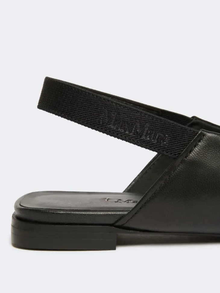 Nappa leather flat slingbacks - BLACK