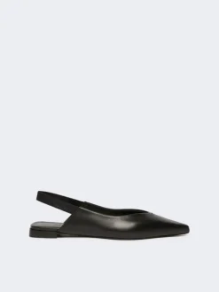 Nappa leather flat slingbacks - BLACK