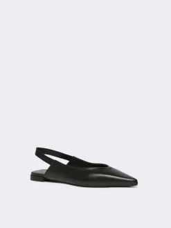 Nappa leather flat slingbacks - BLACK