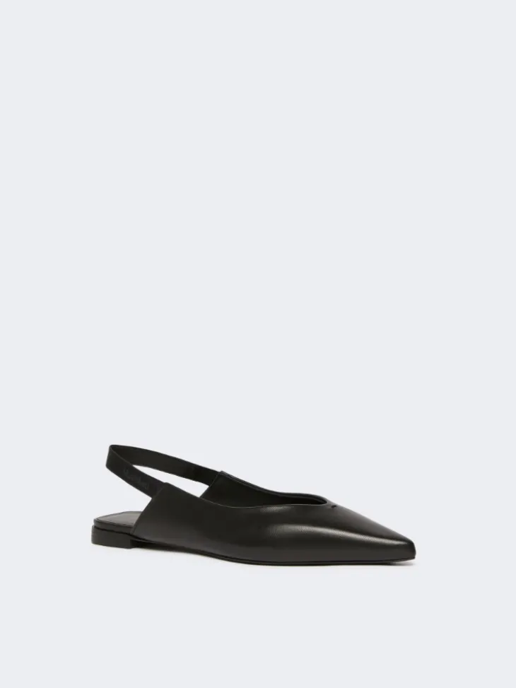 Nappa leather flat slingbacks - BLACK