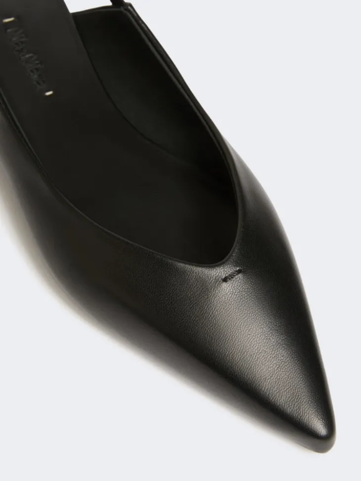 Nappa leather flat slingbacks - BLACK