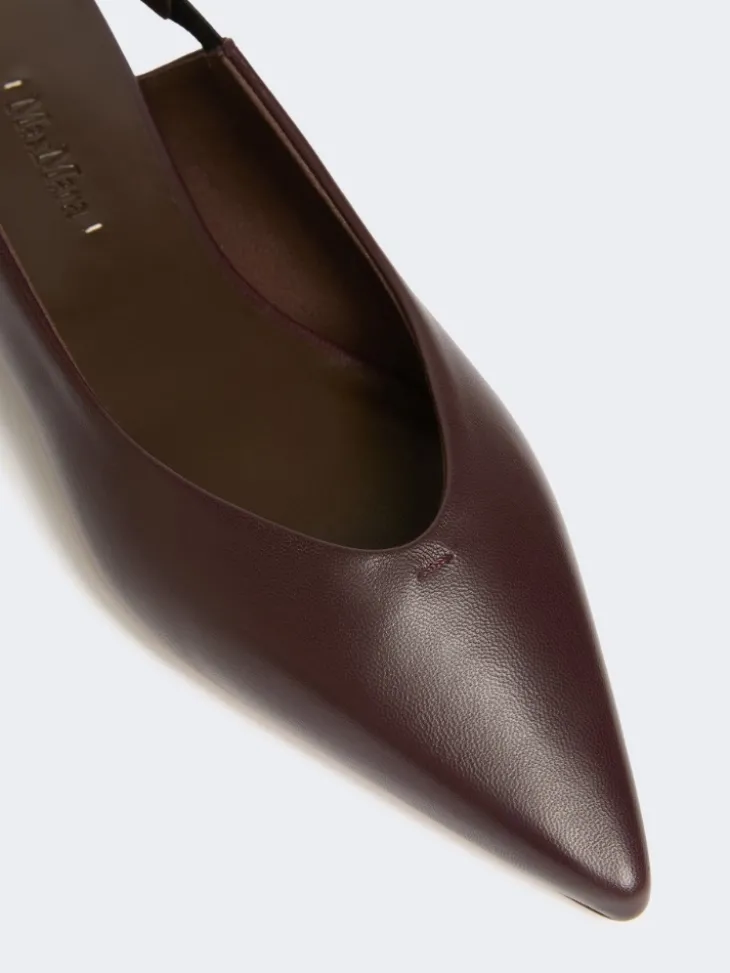 Nappa leather flat slingbacks - BORDEAUX