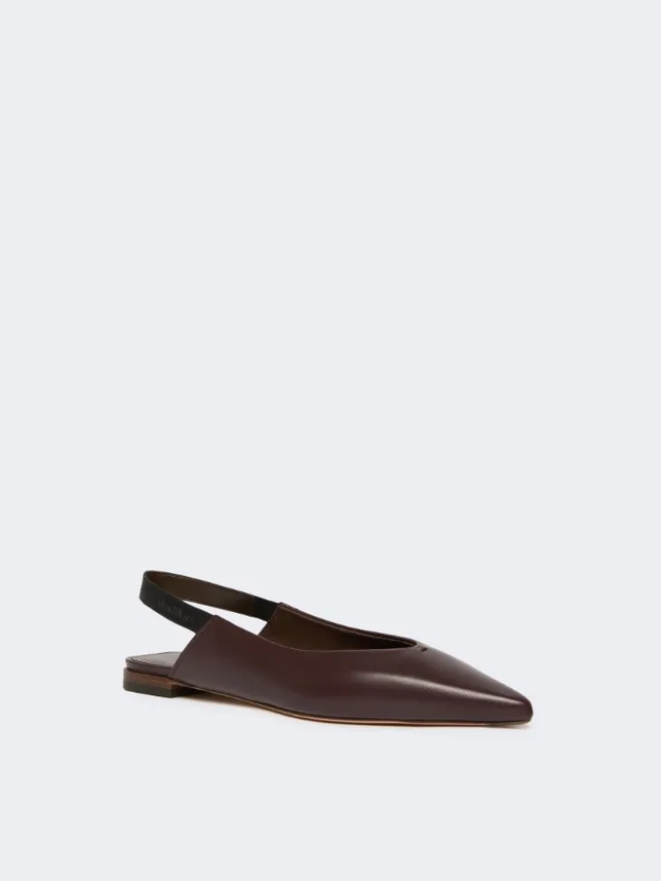 Nappa leather flat slingbacks - BORDEAUX