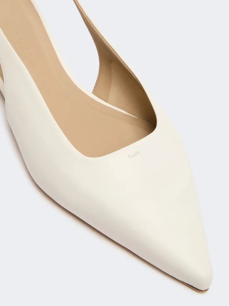Nappa leather flat slingbacks - IVORY