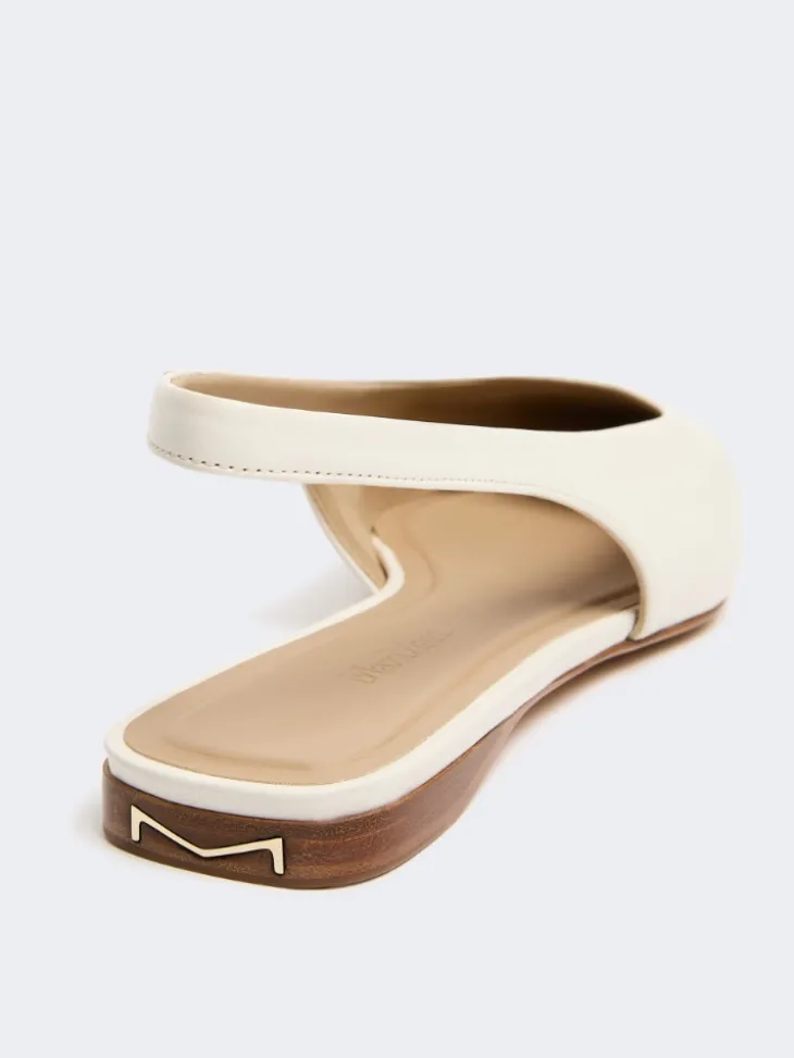 Nappa leather flat slingbacks - IVORY
