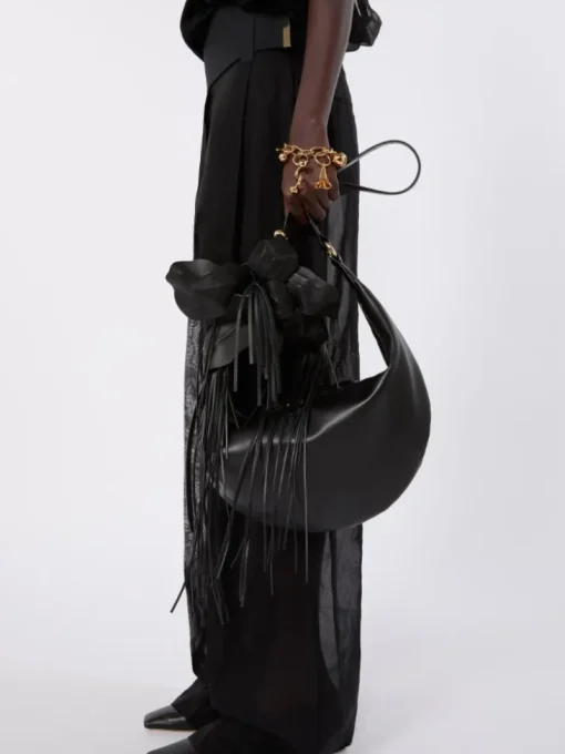 Nappa leather hobo bag - BLACK